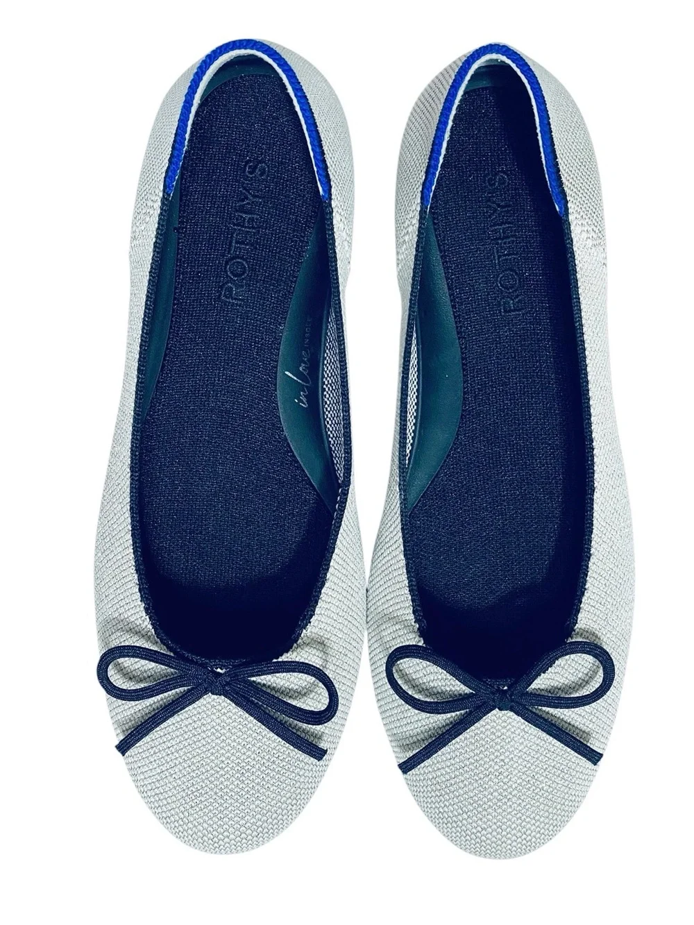 Rothy's The Ballet Flat Diamond Metallic Round Toe Casual Metal Knit